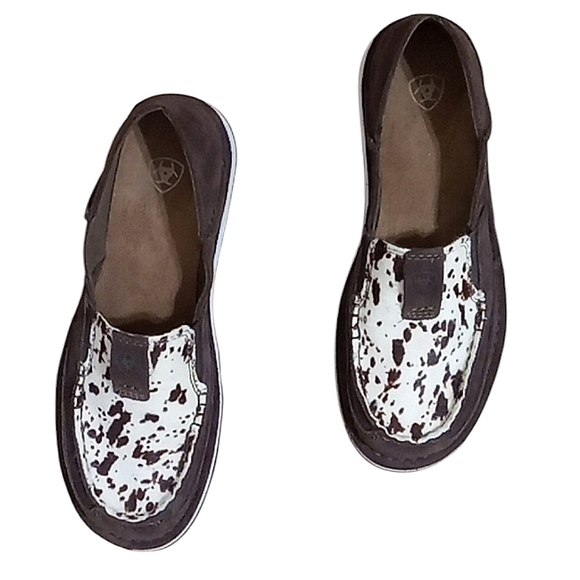 Ariat Cruiser Loafers in Chocolate Chip Suede Spotted Hair On Leather Slip On - Picture 6 of 13